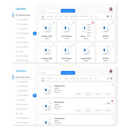 UI design for a data processing cloud