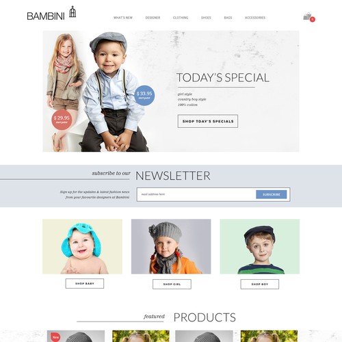 Web Design for a children's clothing ecommerce