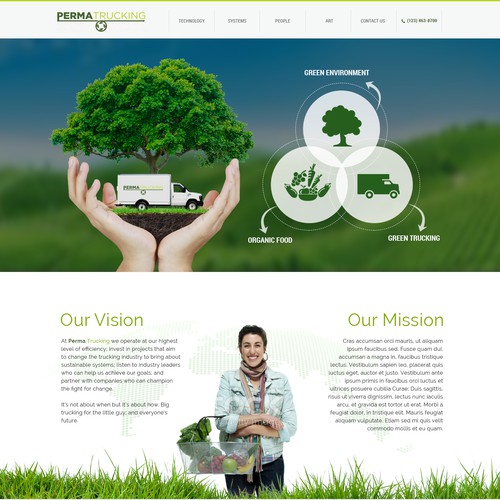 Home page design concept for Perma Trucking (Green Trucking Technology)