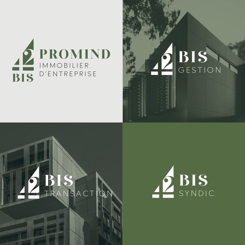 Logo et déclinaisons pour l'agence immobilière 42 bis - PROMIND 