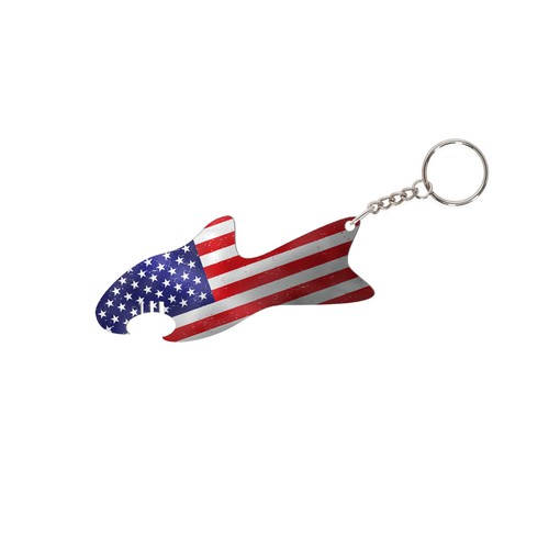 Fish-Shaped Bottle Opener with US Flag