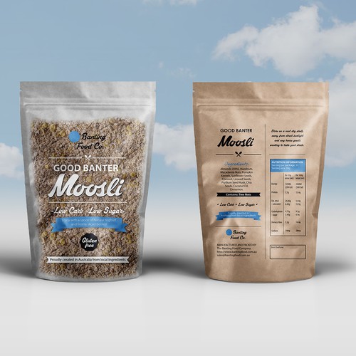 Front and Back food label for a muesli company