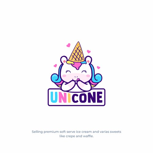 cute unicorn for ice cream brand