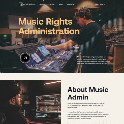 Music Admin Website Design