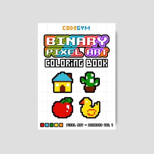 Binary Pixel Art Coloring Book