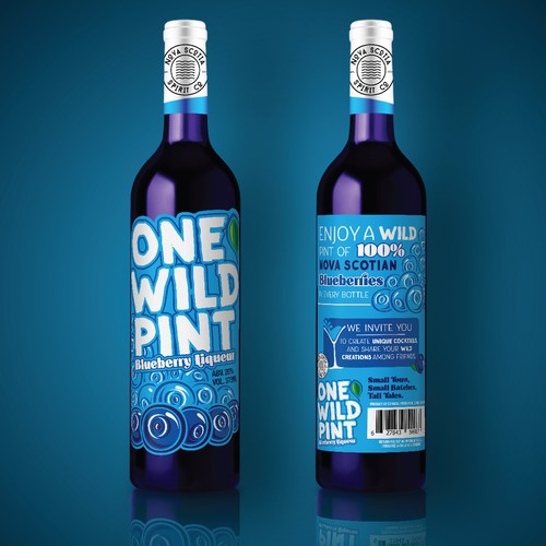 Loud label design for Blueberry Liqueur