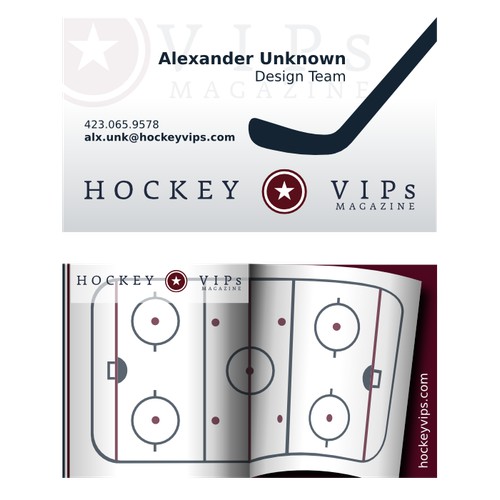 Create a business card for Hockey VIPs Magazine