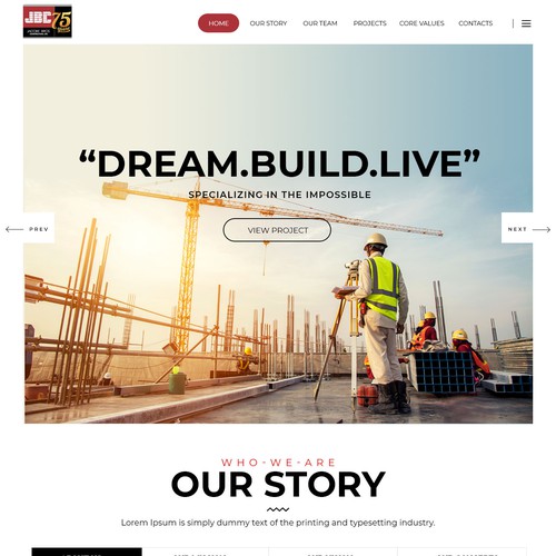 Construction company website homepage design