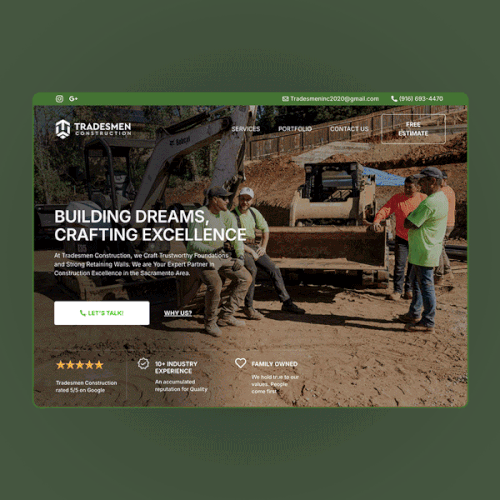 Construction Website Design on Wordpress