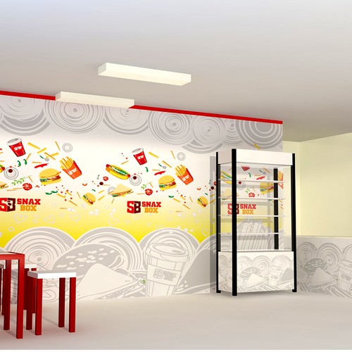 Design wall graphics and theme concept for Snax Box cafeteria