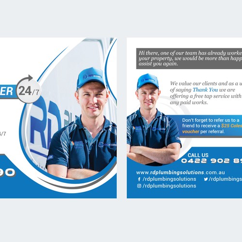 fresh and clean postcard for plumber