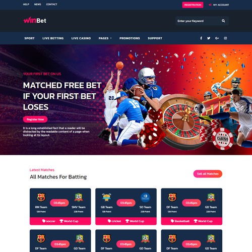 Online Betting Website Landing Page