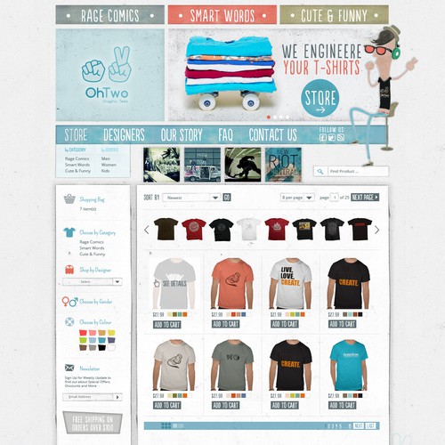 Website design for OhTwo Graphic Tees