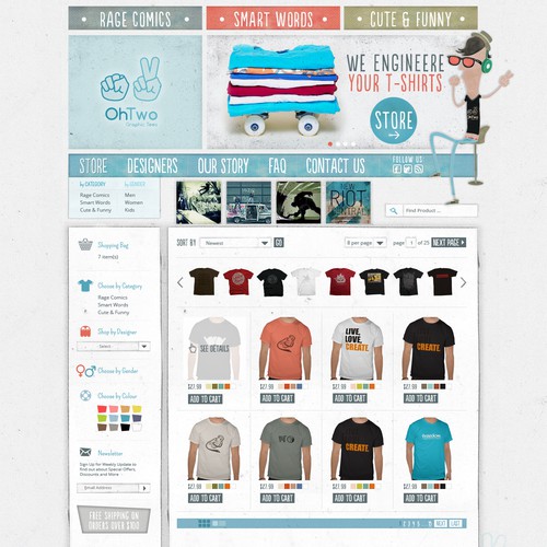 Website design for OhTwo Graphic Tees
