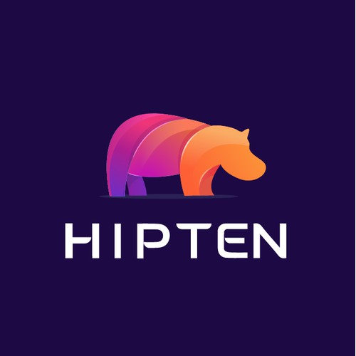 Fun Bold Hippo Logo for Hipten