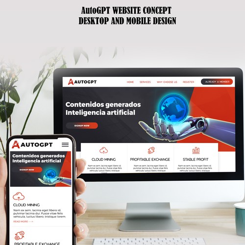 AutoGPT mobile and laptop design