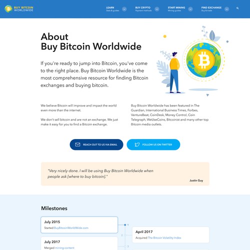 Buy Bitcoin Worldwide - About page design