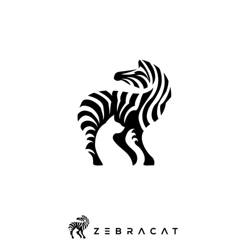 negative space logo for ZEBRACAT