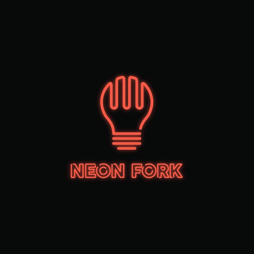 Neon fork a fast food restaurant.