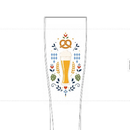 Illustration for drinking glasses inspired by Wheat Beer and Bavarian Culture
