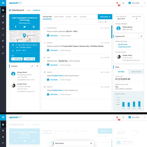 Dashboard design for opencart