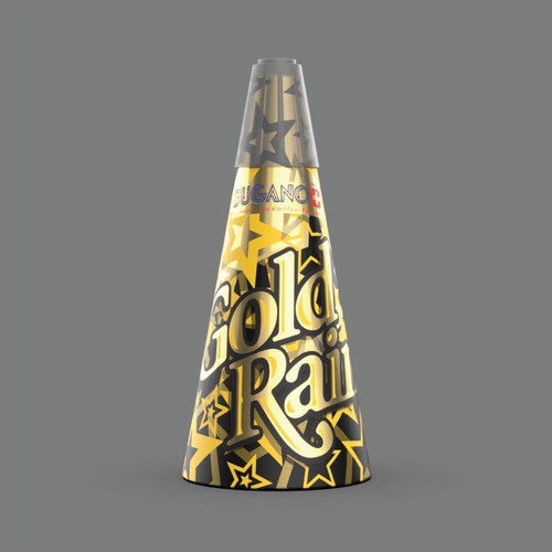 Gold Rain fountain fireworks label design 