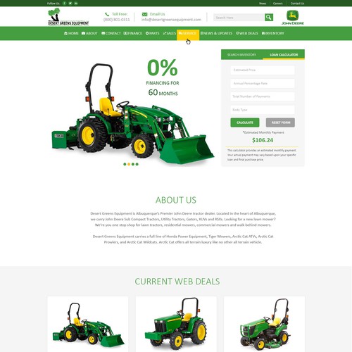Exciting and engaging Wordpress design for a John Deere dealer