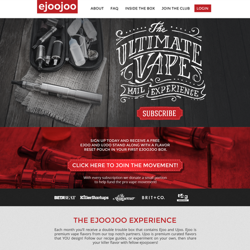 Homepage design for a Subscription Box business