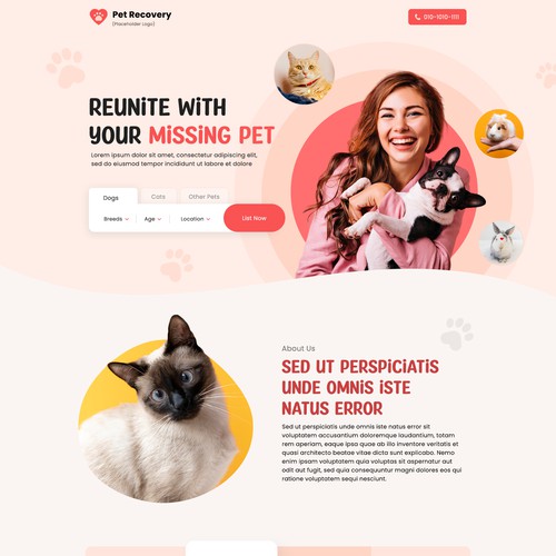 Pet Recovery Landing Page
