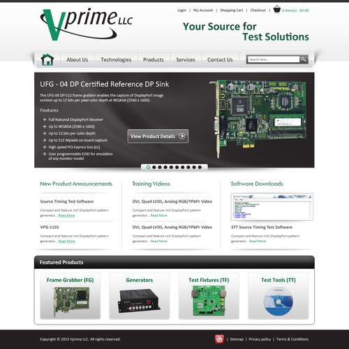 Homepage Design for Ecommerce Company - Test Equipment Distributor