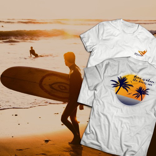Surf theme t-shirt design concept 
