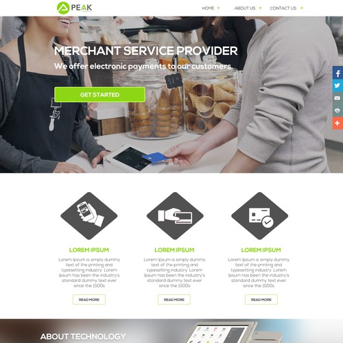 Peak payment landing page design