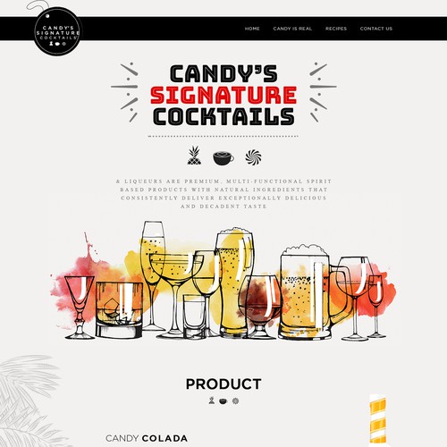 Fun website re-design for Candy's Signature Cocktails & Liqueurs.