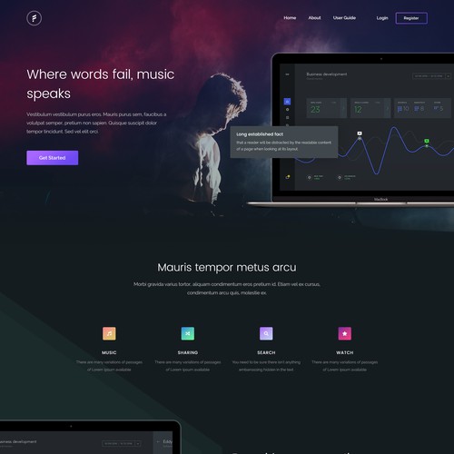 Music platform landing page