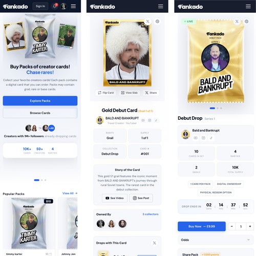 Fankado – Digital Creator Card Marketplace & Pack Collection Platform