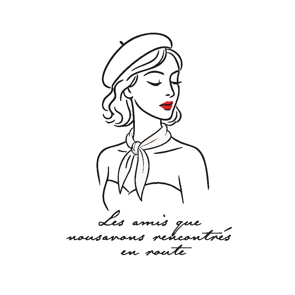 Chic Line Art T-Shirt – French Woman Illustration