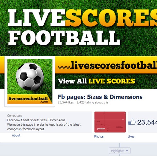 Design a facebook cover and profile picture for Live Scores Football