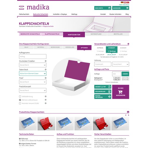 Online shopping interfaces for MADIKA