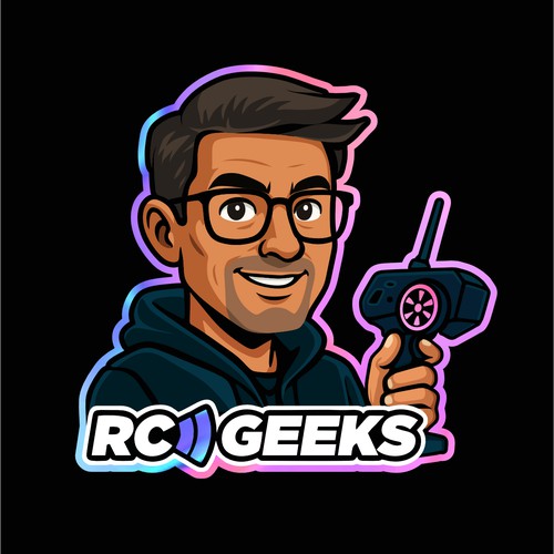 Male RC Enthusiast Character – Custom Holographic Sticker Design