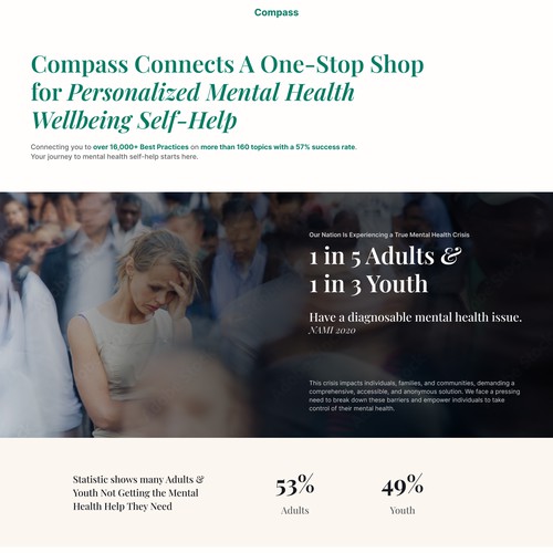 Compass online learning platform for mental health