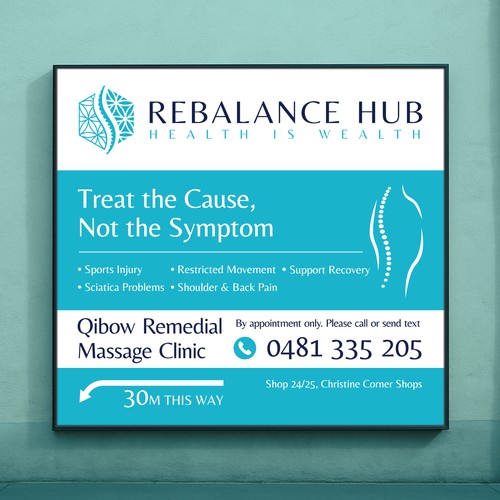 Clear, Professional, Inviting & modern wellness street signage 