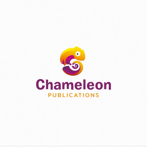 Playful and vibrant chameleon logo