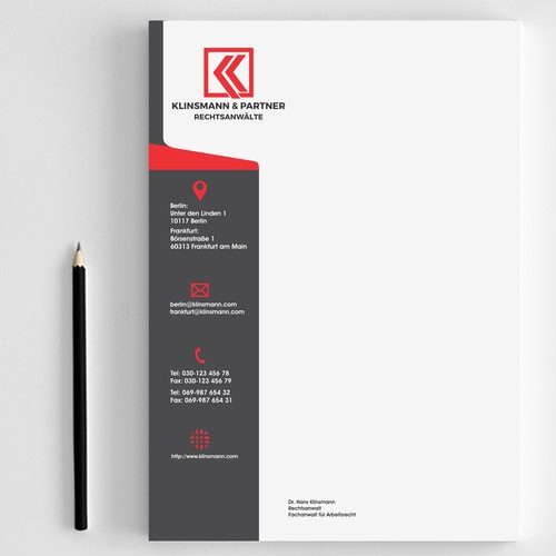 Letter head designs for Klinsman & partner