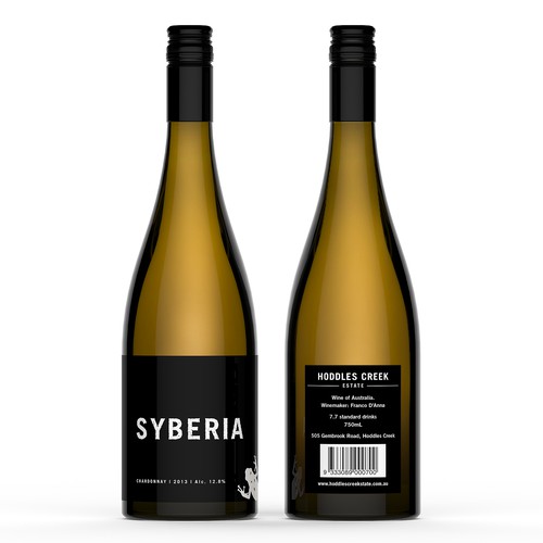 Product label for Syberia (by Hoddles Creek Estate)