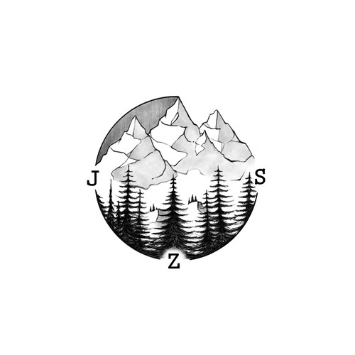 Three mountains and pine trees Tattoo