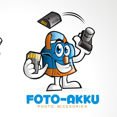 Create a character helping customers to find the right camera battery!
