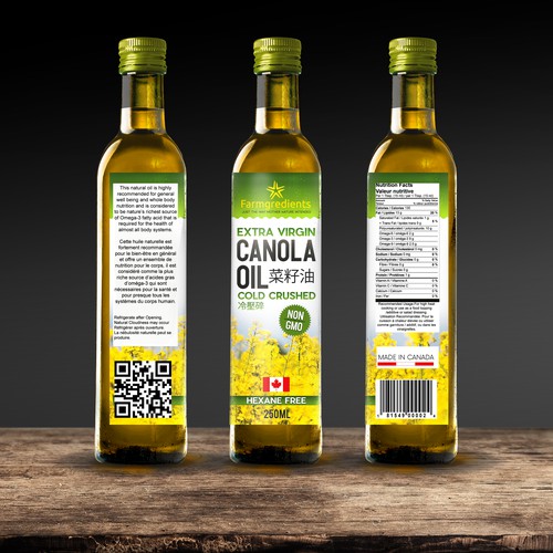 Canola oil label for Asian market