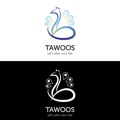 Concept de logo pour "Tawoos", une application pour prévoir son prochain voyage.