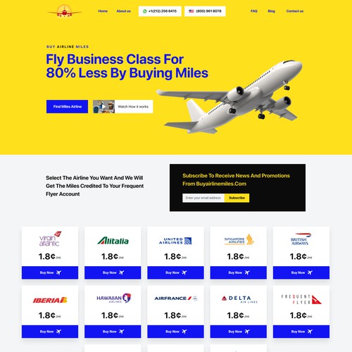 Airlines Landing page Homepage Wordpress