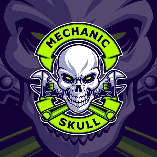 Mechanic Skull Badge Design